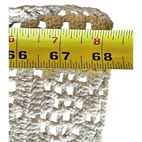 Hand-Crocheted Cream Cotton Table Runner 68" X 18" Floral Pattern Thick Thread - Picture 5 of 9